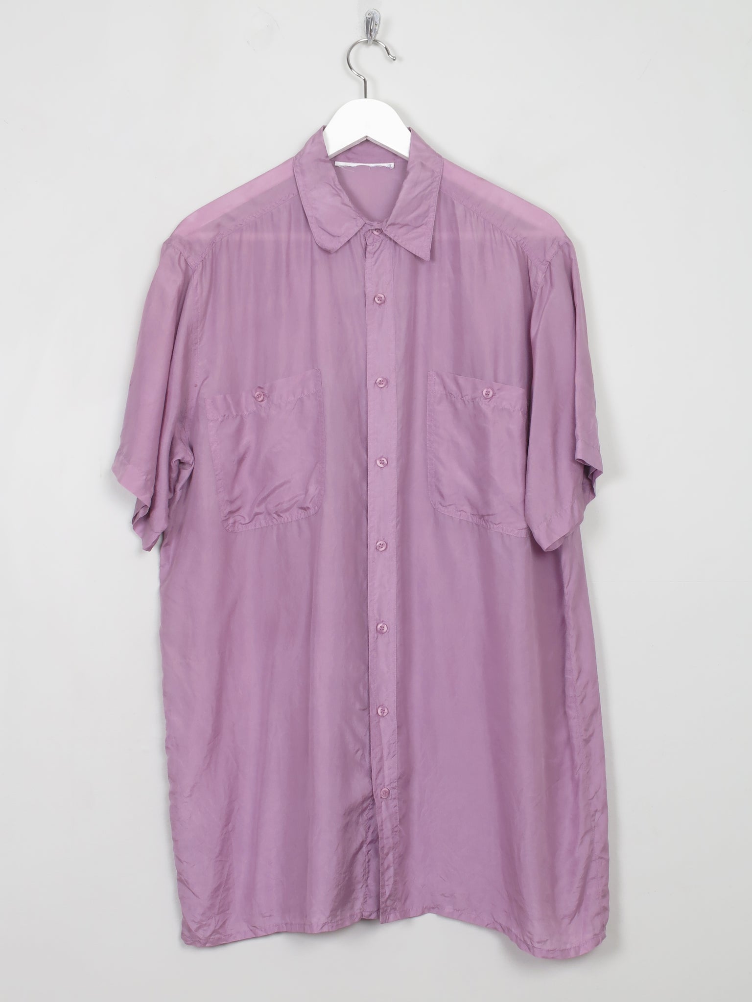 Men's Vintage Pink Silk Short Sleeved Shirt M - The Harlequin