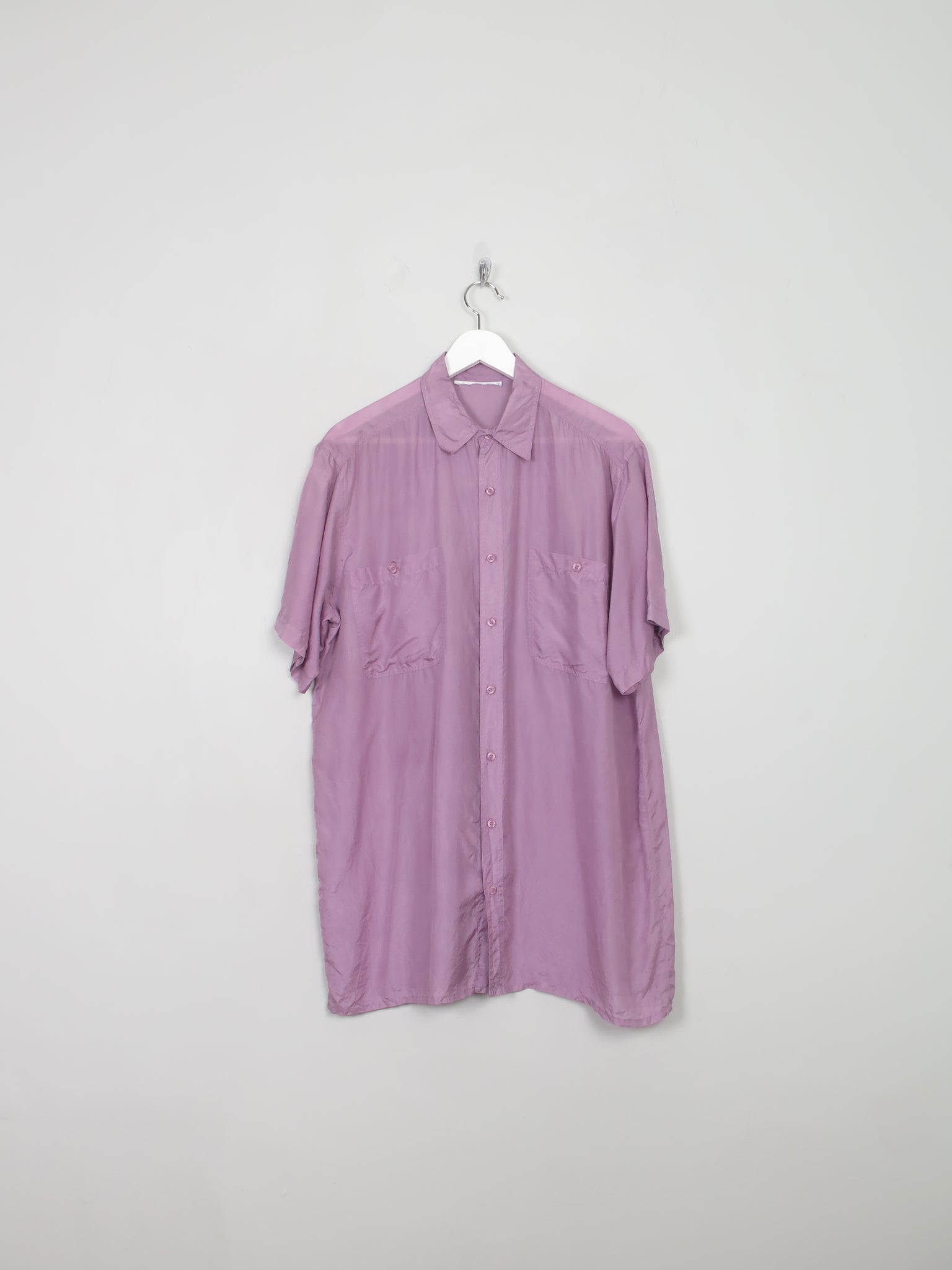 Men's Vintage Pink Silk Short Sleeved Shirt M - The Harlequin