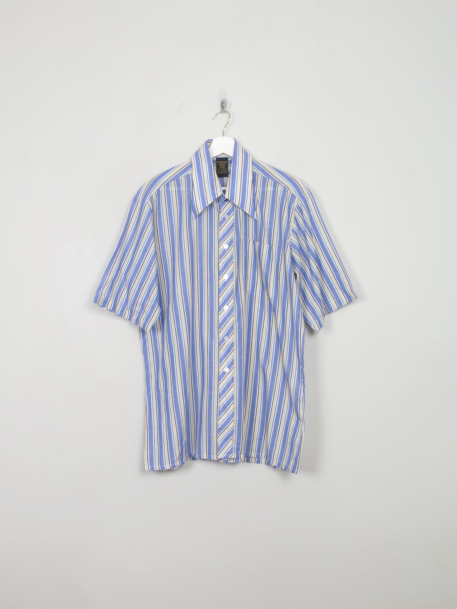 Men's Vintage Blue Striped Shirt L/XL - The Harlequin