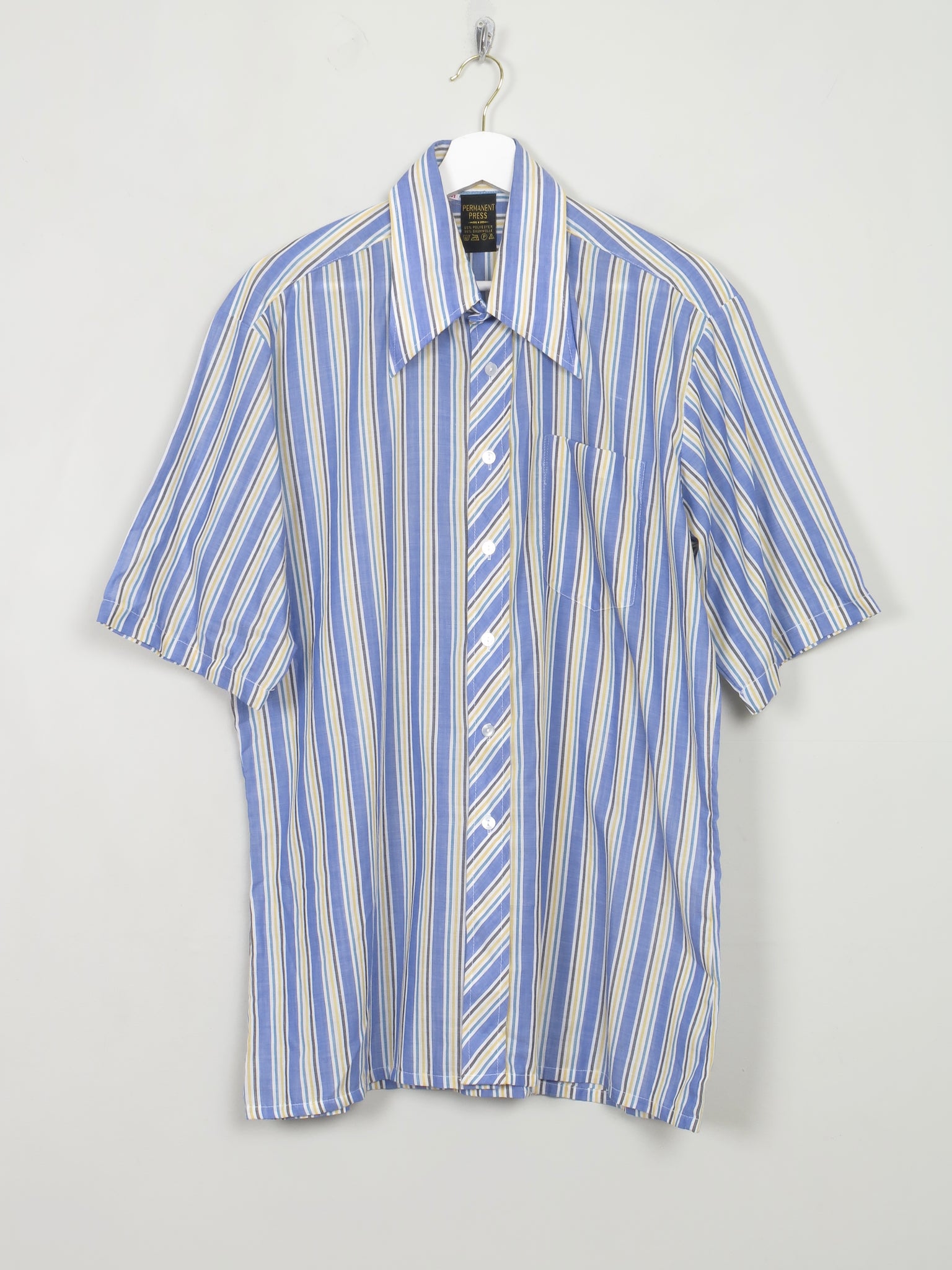 Men's Vintage Blue Striped Shirt L/XL - The Harlequin