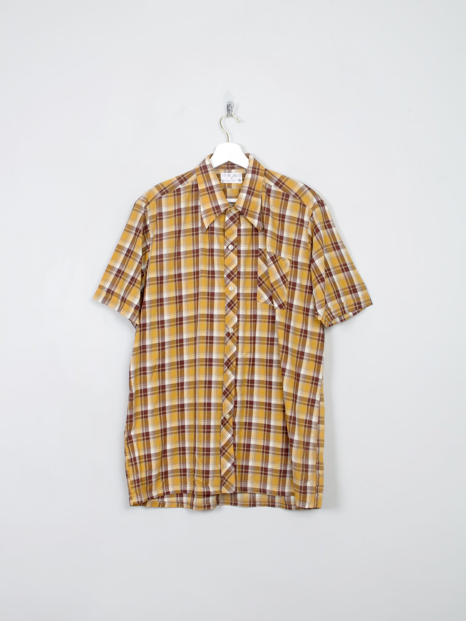 Men's Vintage Yellow & Brown Check Shirt L - The Harlequin