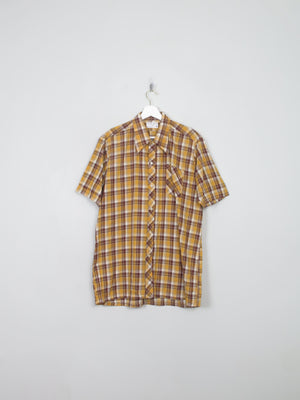 Men's Vintage Yellow & Brown Check Shirt L - The Harlequin