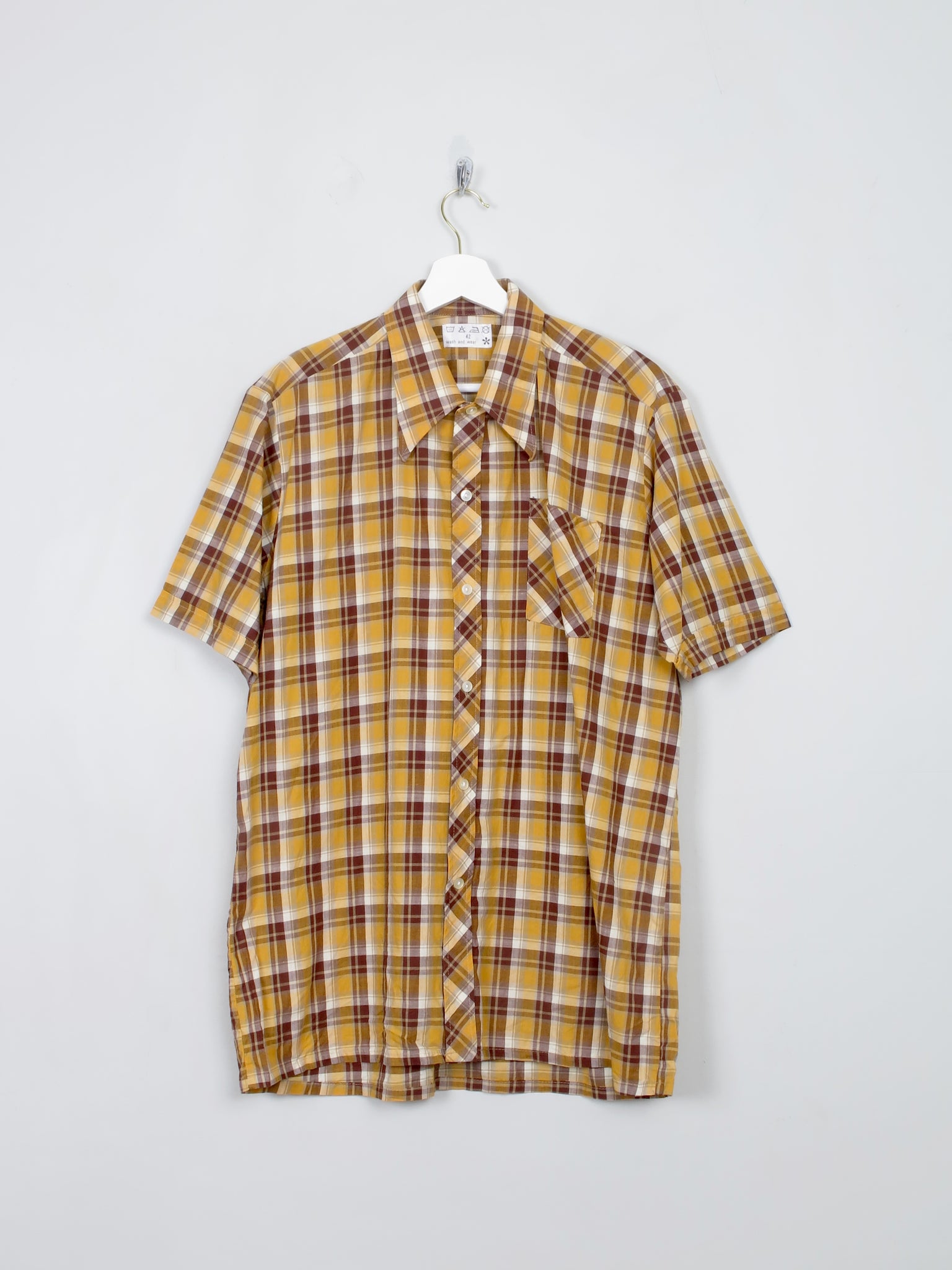 Men's Vintage Yellow & Brown Check Shirt L - The Harlequin