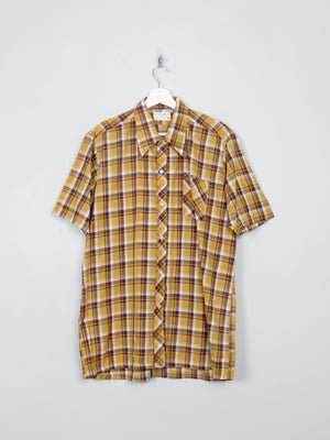 Men's Vintage Yellow & Brown Check Shirt L - The Harlequin