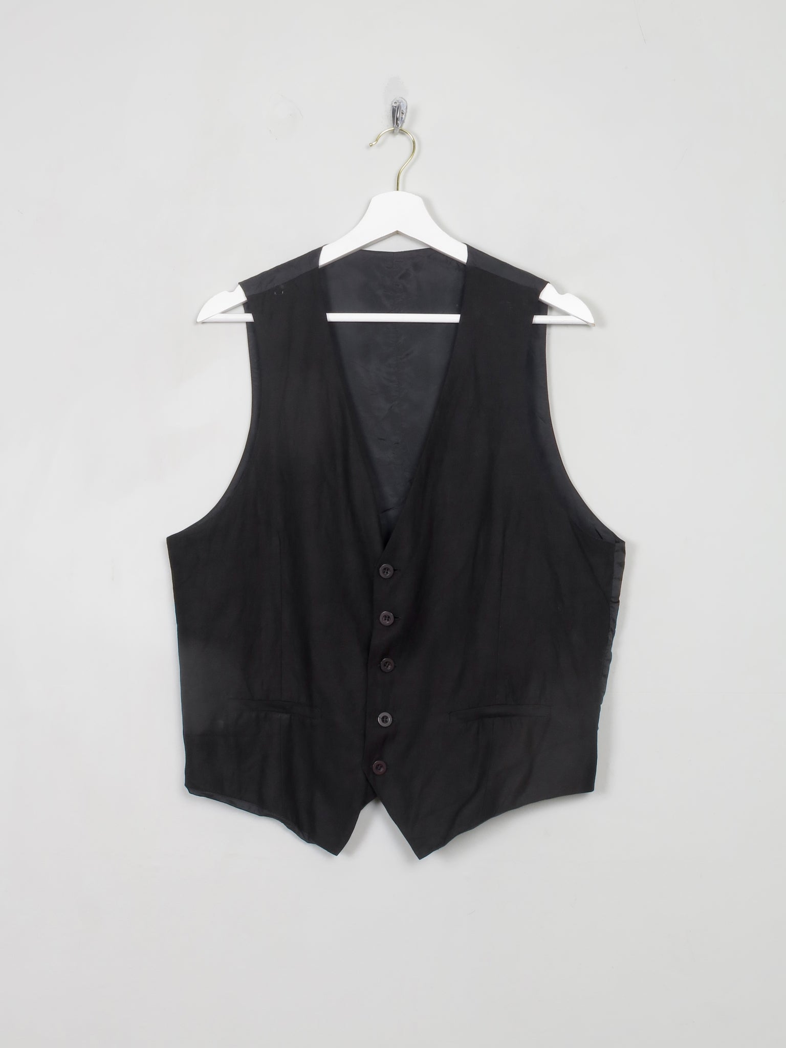 Men's Vintage Black Linen Waistcoat S/M - The Harlequin