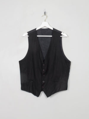 Men's Vintage Black Linen Waistcoat S/M - The Harlequin