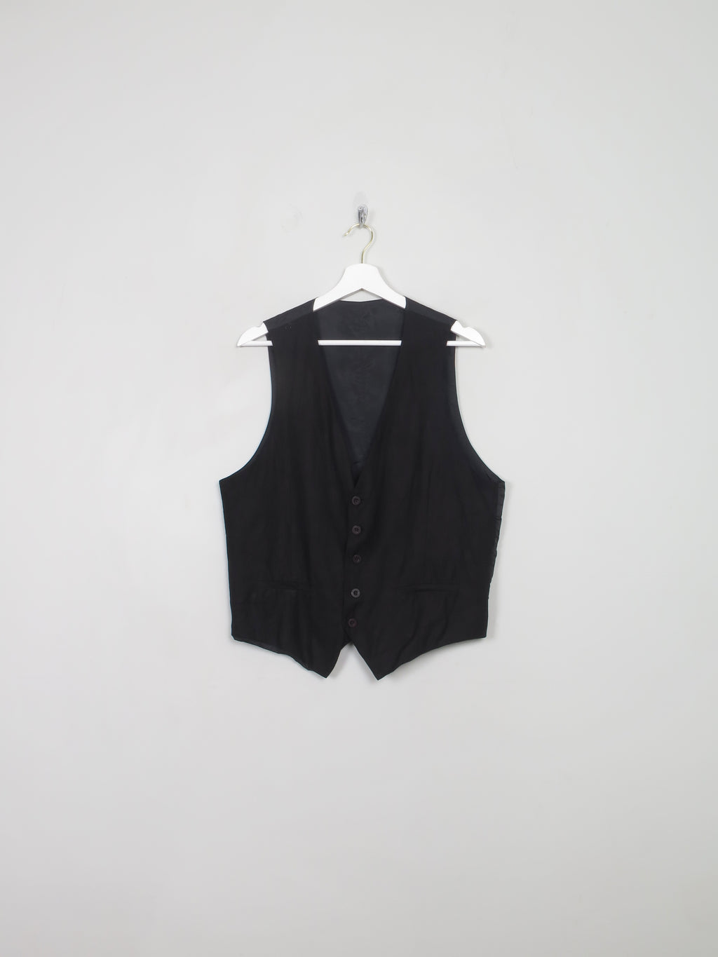 Men's Vintage Black Linen Waistcoat S/M