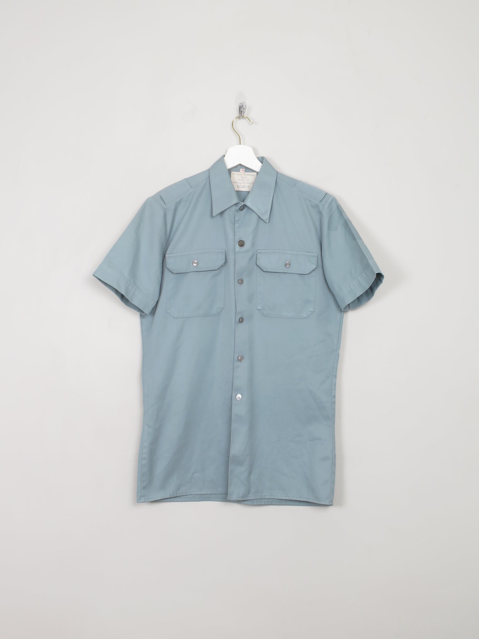 Men's Vintage Blue Military Shirt S - The Harlequin
