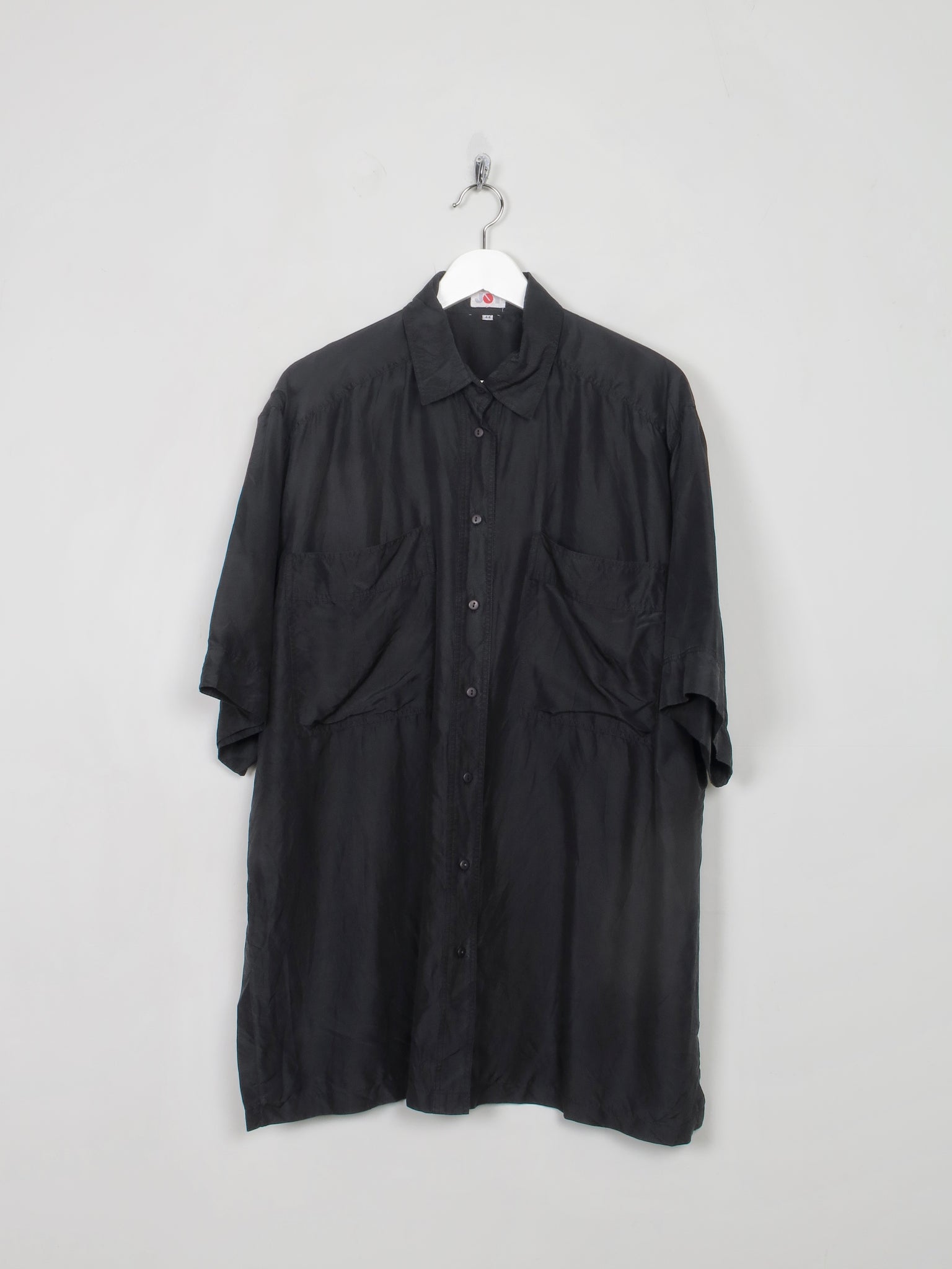 Women's Black Silk Short Sleeved Shirt M-XL - The Harlequin