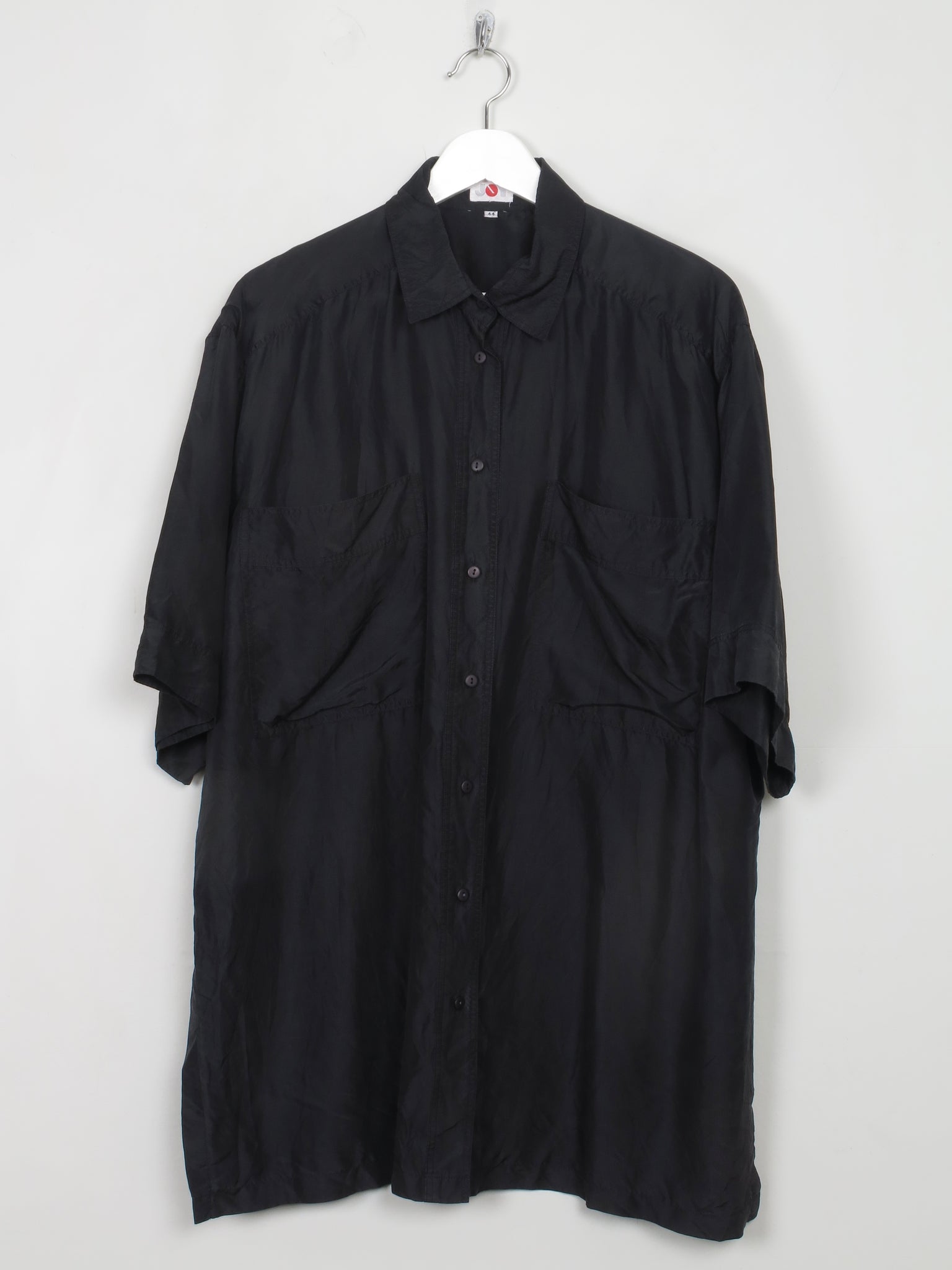 Women's Black Silk Short Sleeved Shirt M-XL - The Harlequin