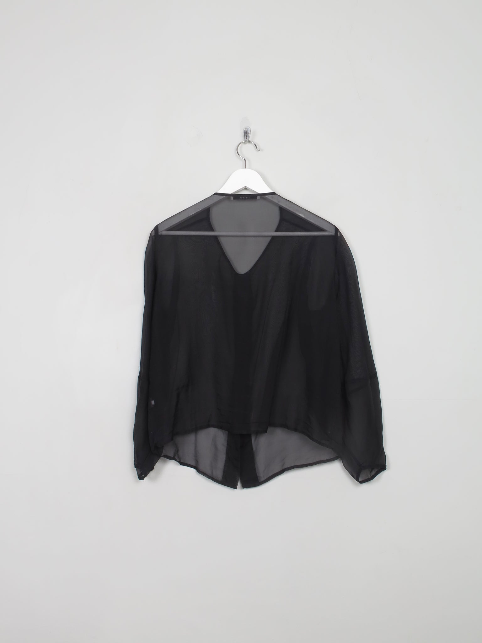Women's Black Organza Sheer Vintage Uterque Top Blouse M - The Harlequin