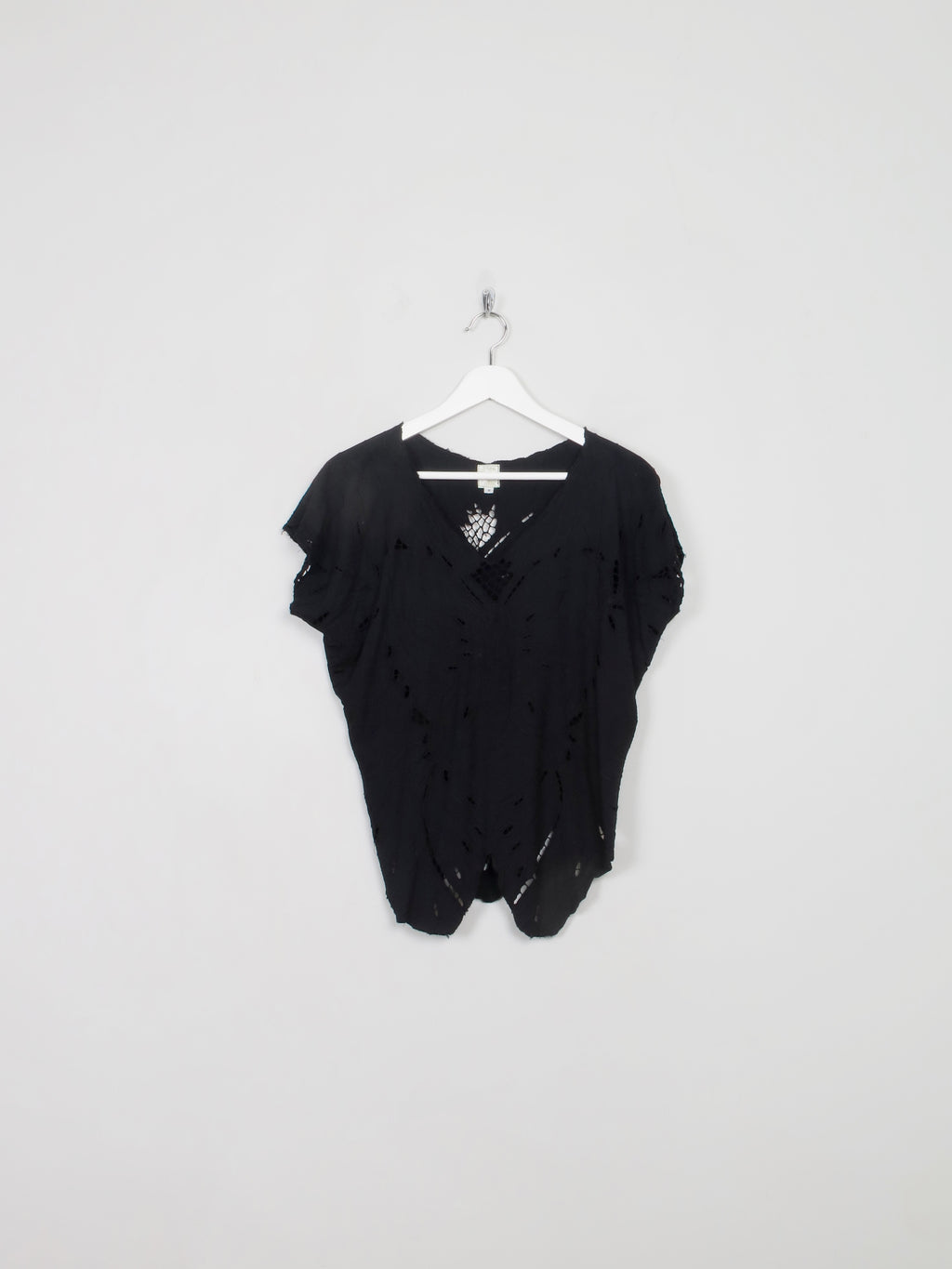 Women's Vintage Black Butterfly Blouse Top S/M