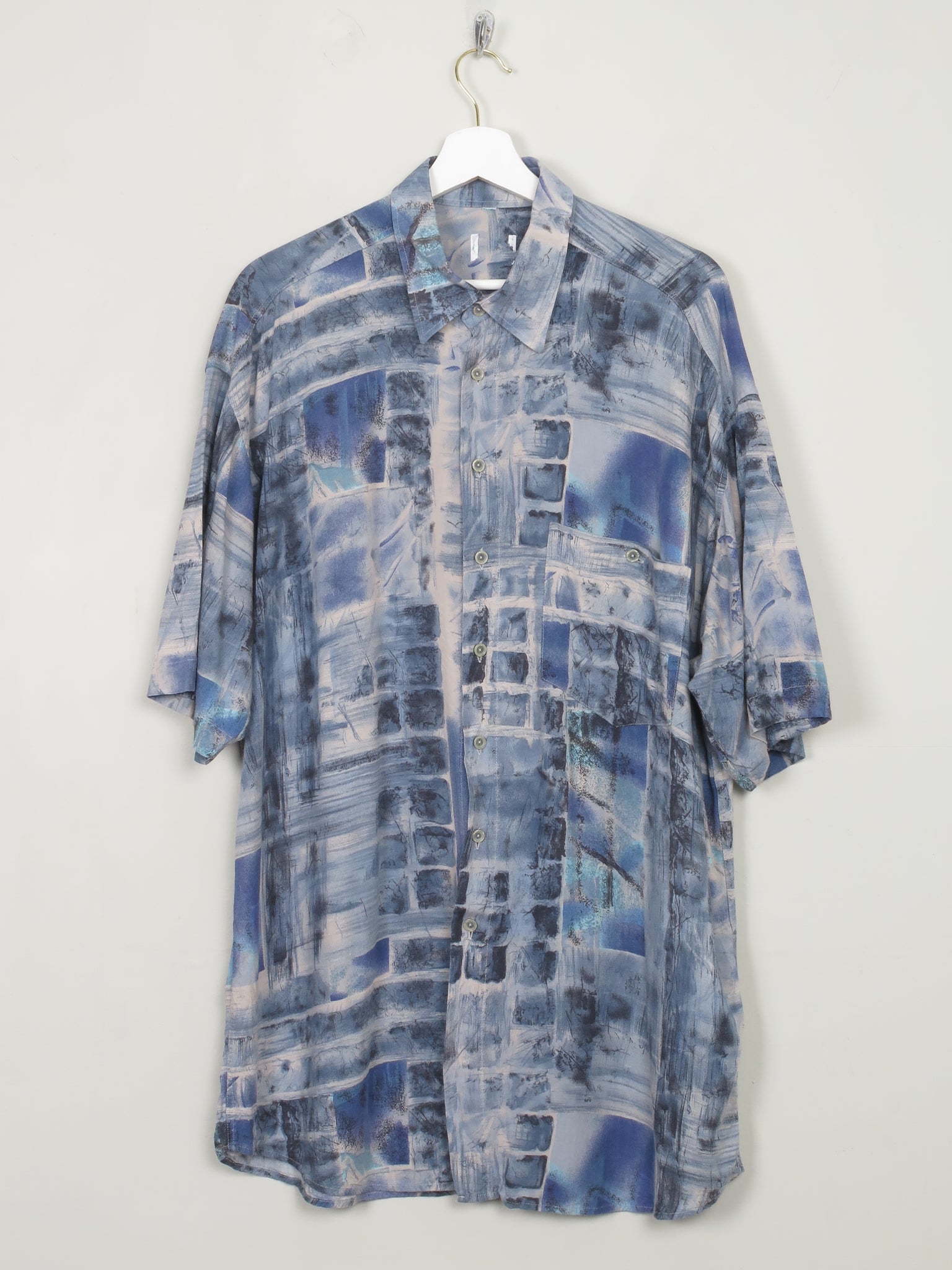Men's Vintage Printed Blue Shirt L - The Harlequin