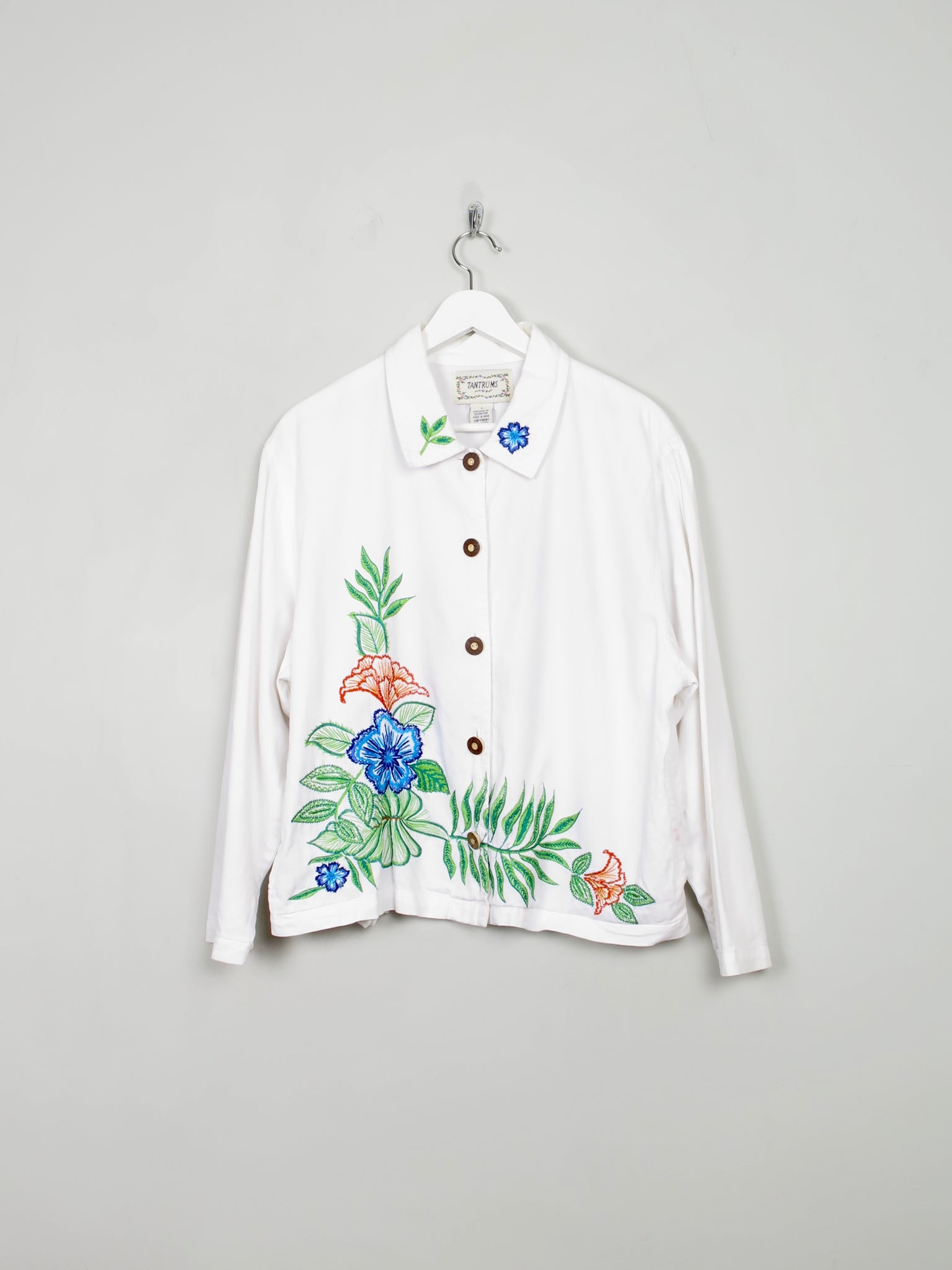Women's Vintage White Embroidered Jacket M/L - The Harlequin