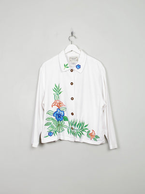Women's Vintage White Embroidered Jacket M/L - The Harlequin