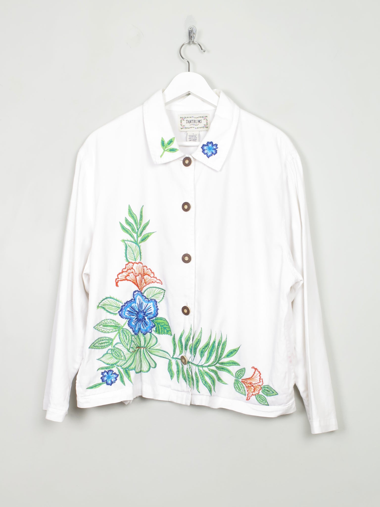 Women's Vintage White Embroidered Jacket M/L - The Harlequin