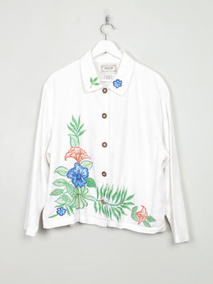 Women's Vintage White Embroidered Jacket M/L - The Harlequin