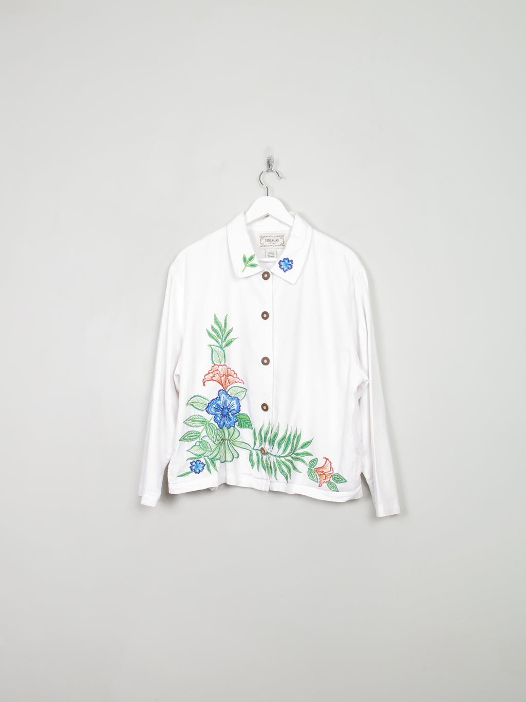 Women's Vintage White Embroidered Jacket M/L