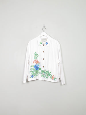 Women's Vintage White Embroidered Jacket M/L - The Harlequin
