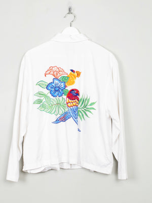 Women's Vintage White Embroidered Jacket M/L - The Harlequin