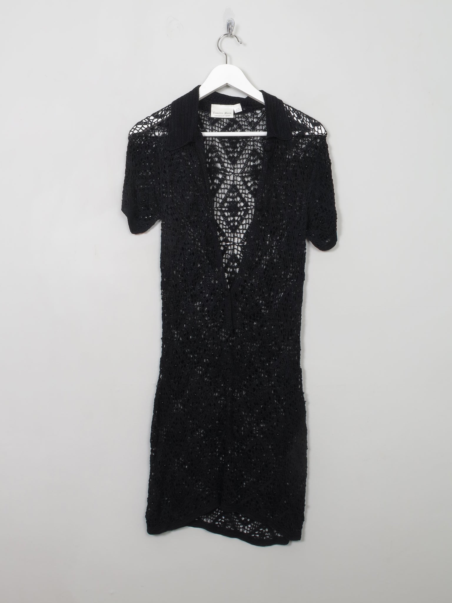 Vintage Black Crochet Dress S/M - The Harlequin