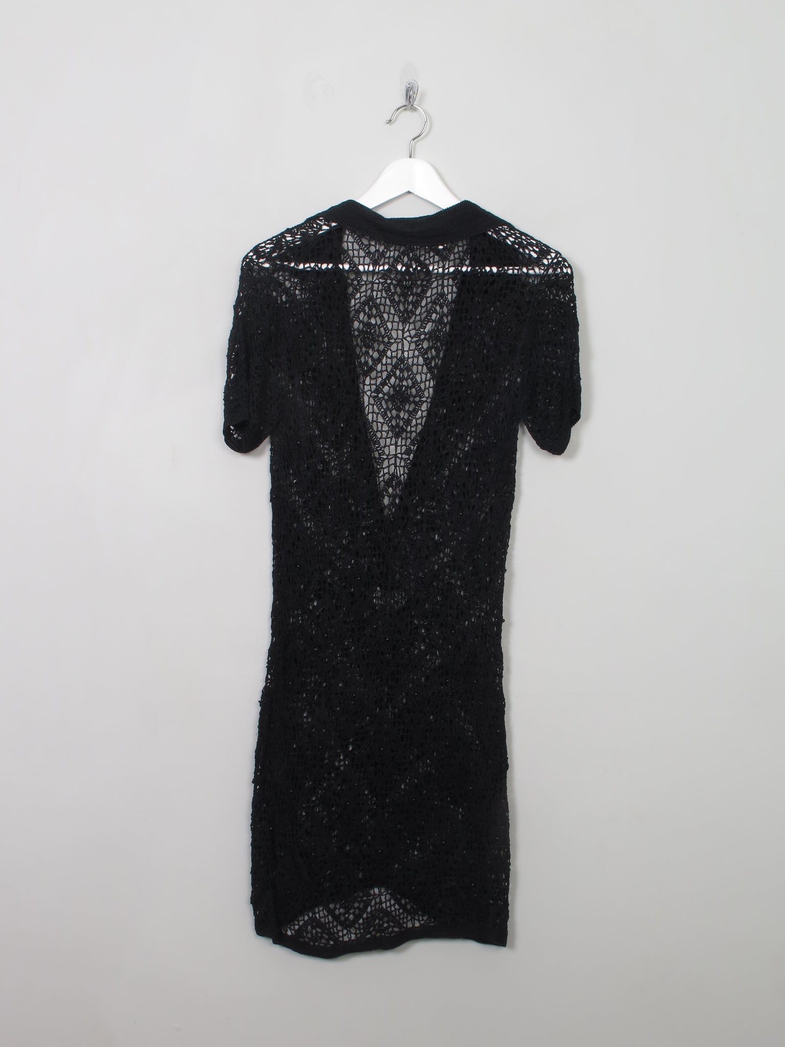 Vintage Black Crochet Dress S/M - The Harlequin