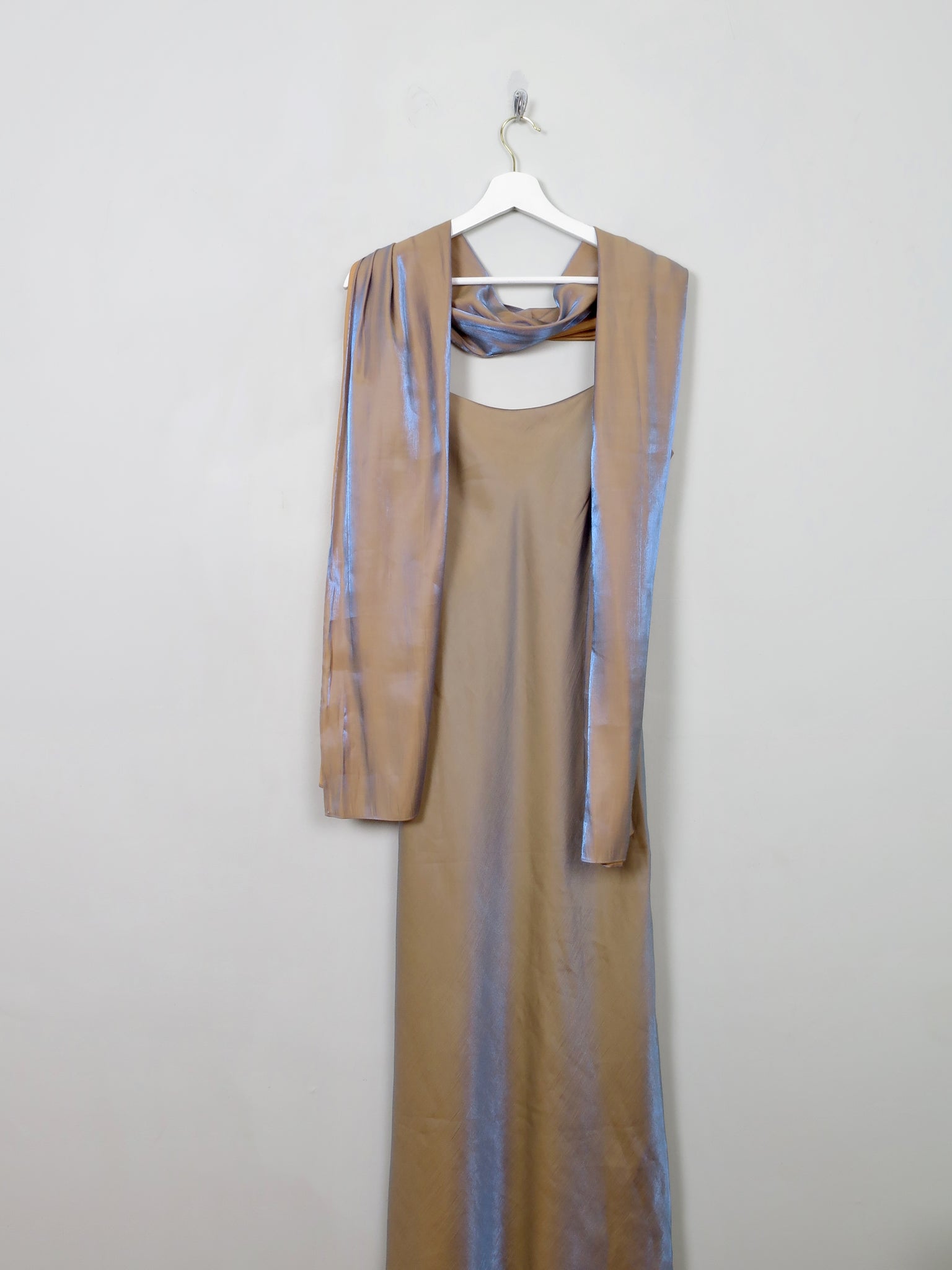 Vintage 90s Shot Two Tone Fabric Long Dress S/M