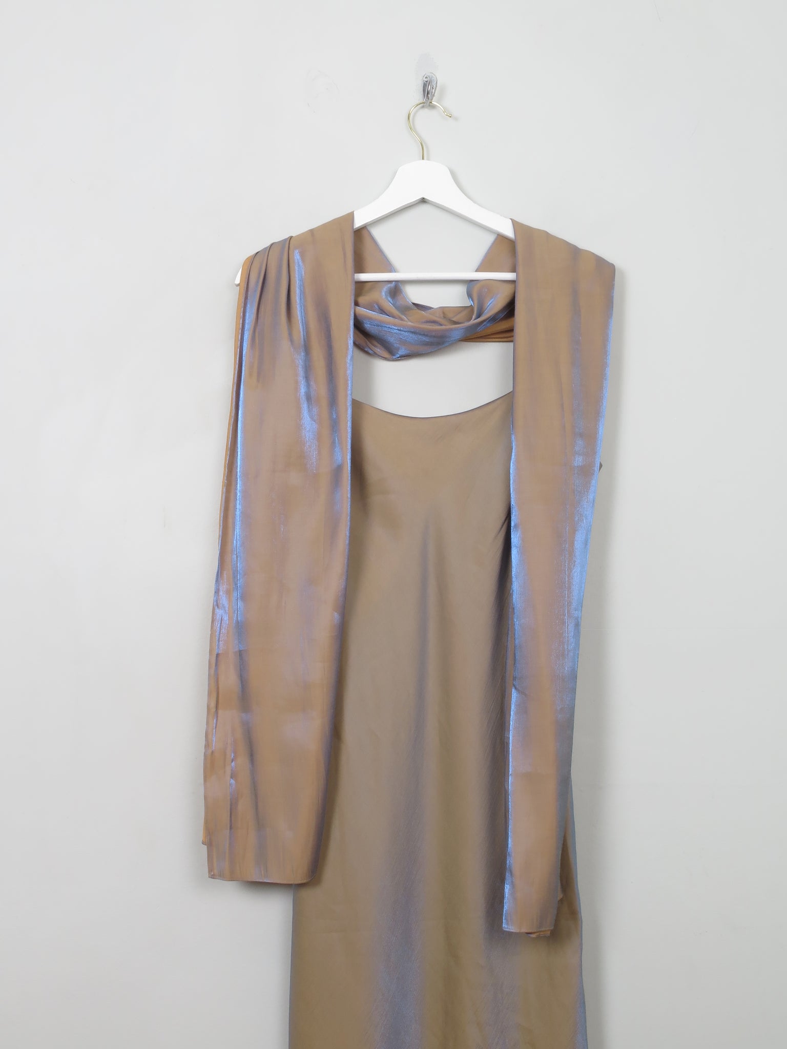 Vintage 90s Shot Two Tone Fabric Long Dress S/M