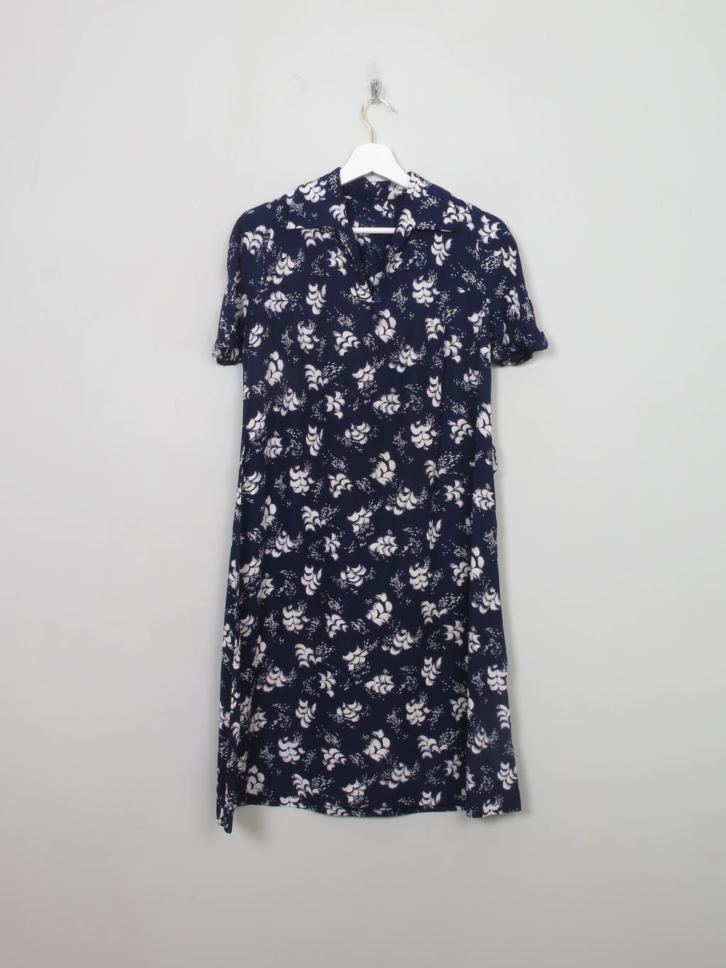 Vintage 1950s Navy & White Tea Dress S
