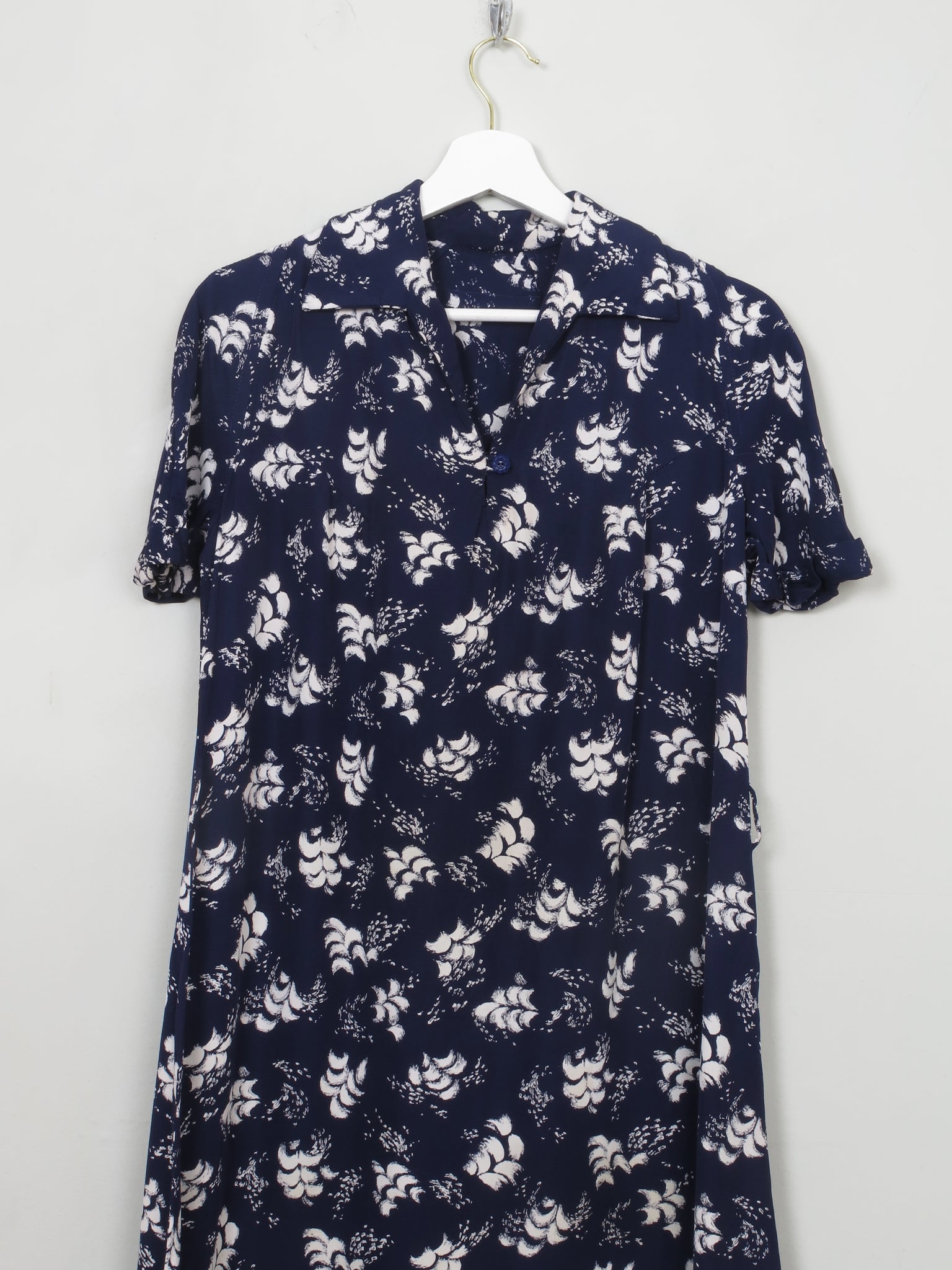 Vintage 1950s Navy & White Tea Dress S