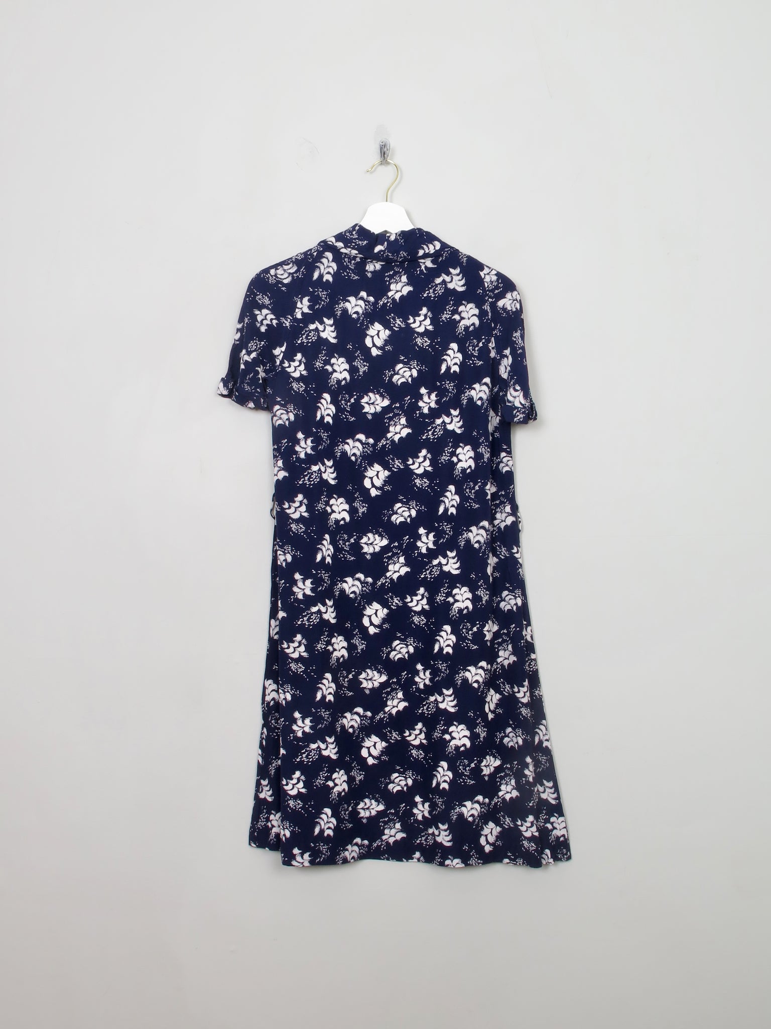 Vintage 1950s Navy & White Tea Dress S