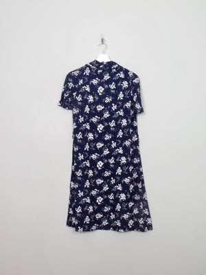 Vintage 1950s Navy & White Tea Dress S