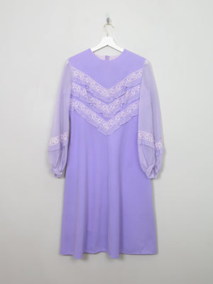 Vintage 1970s Lilac Midi Dress M