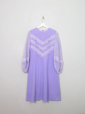 Vintage 1970s Lilac Midi Dress M