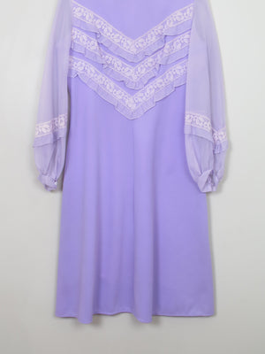 Vintage 1970s Lilac Midi Dress M