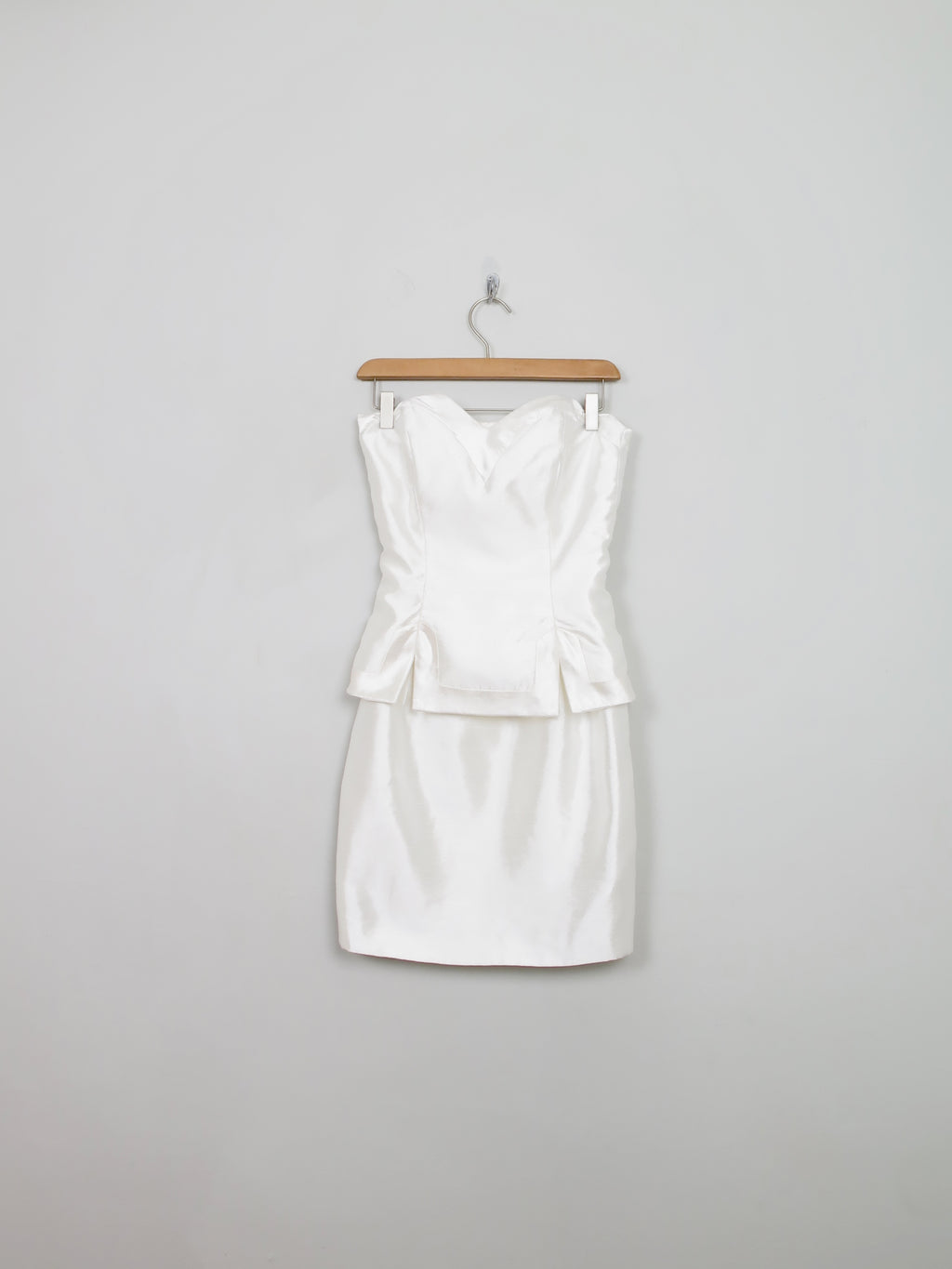 Vintage Corset & Peplum Mini Silk Wedding Dress By Pronovias  XS 6