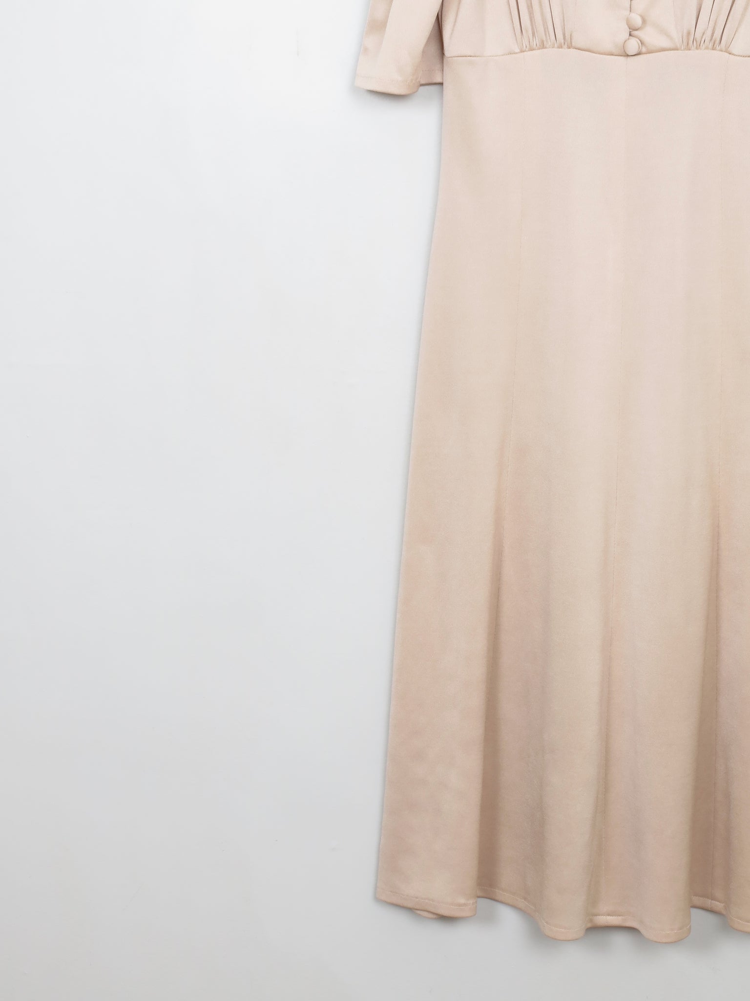 Vintage Coffee Cream 70s 40s Style Dress S/M