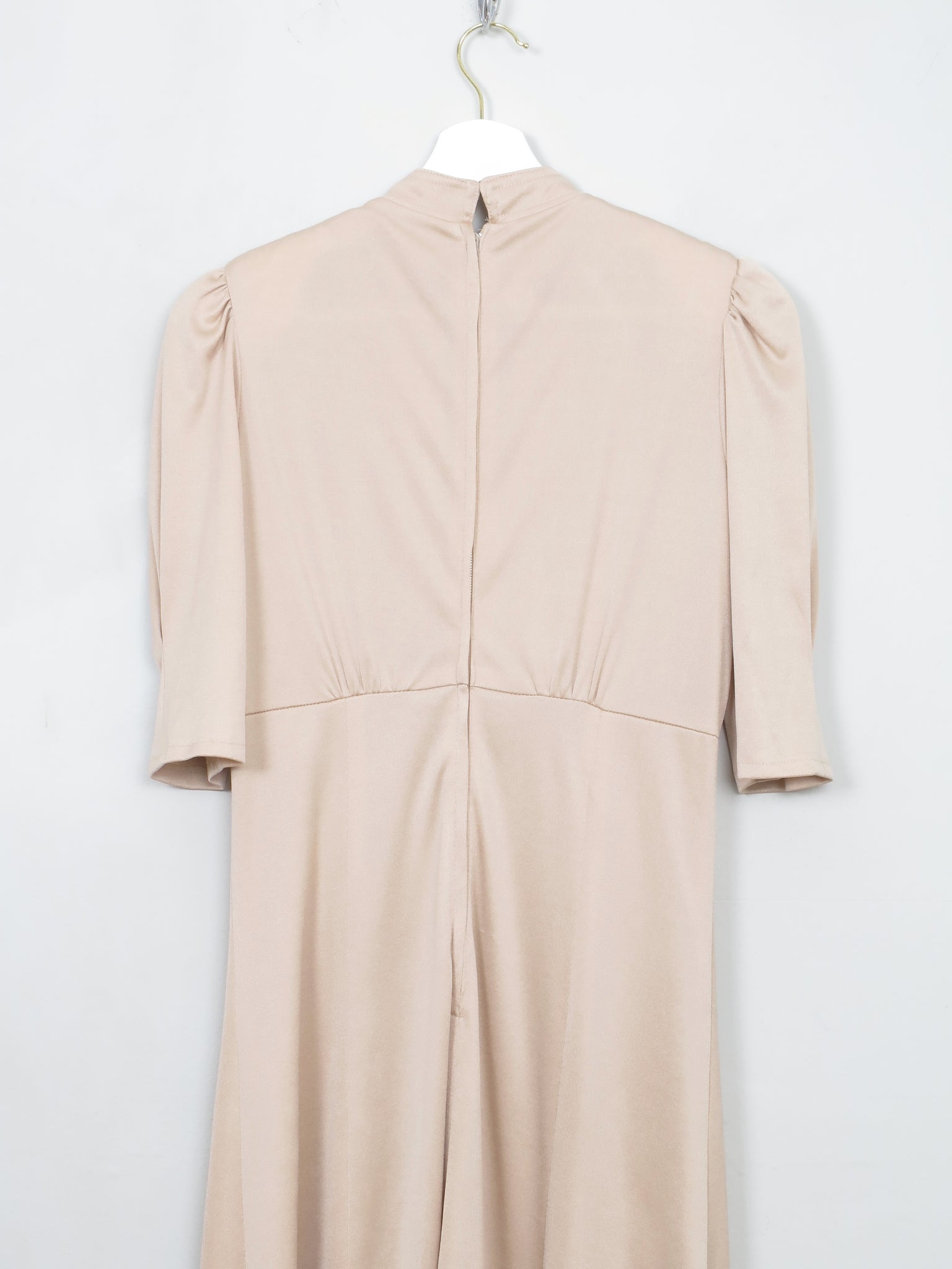 Vintage Coffee Cream 70s 40s Style Dress S/M