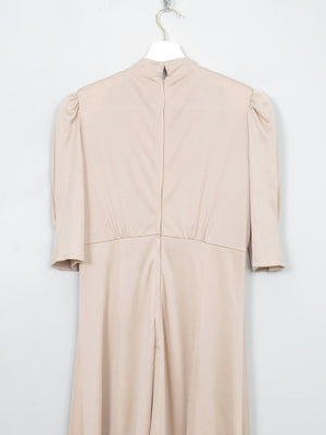 Vintage Coffee Cream 70s 40s Style Dress S/M