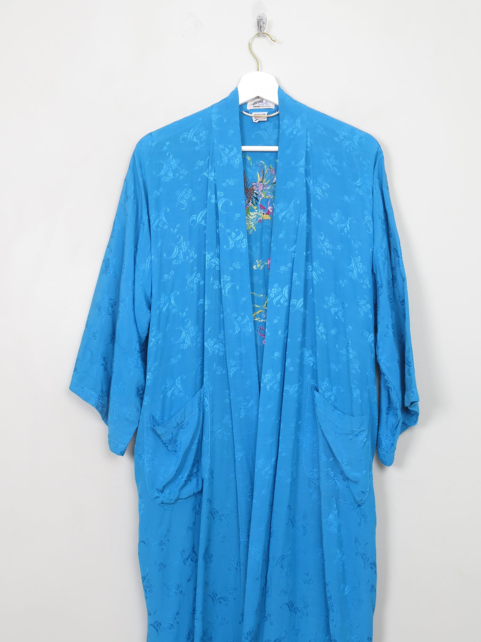 Women's Vintage Turquoise Chinese  Dressing Gown S/M