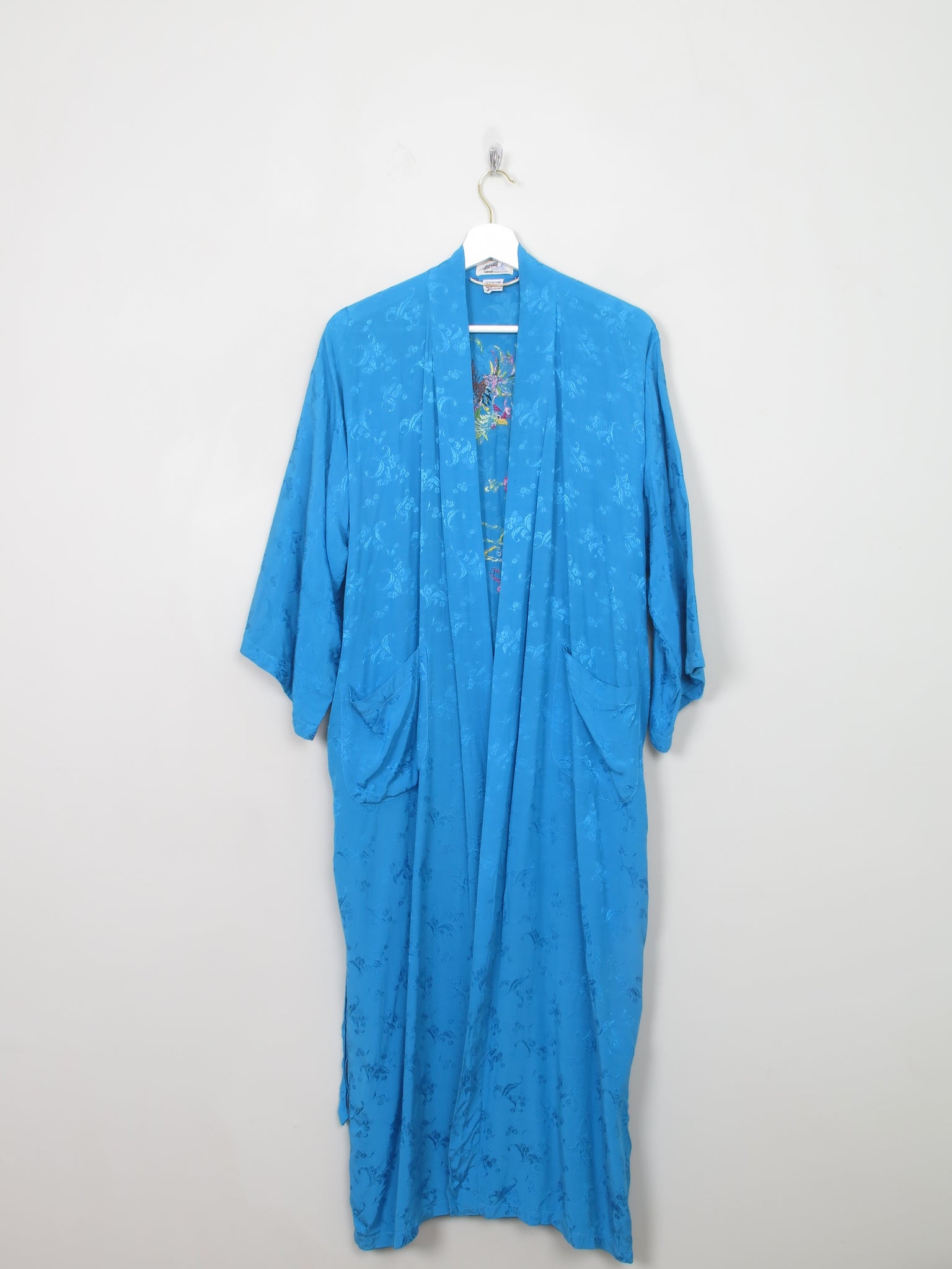 Women's Vintage Turquoise Chinese  Dressing Gown S/M