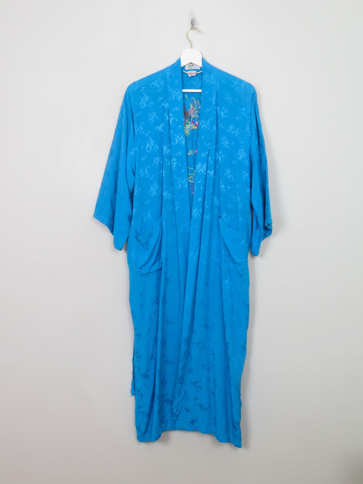 Women's Vintage Turquoise Chinese  Dressing Gown S/M