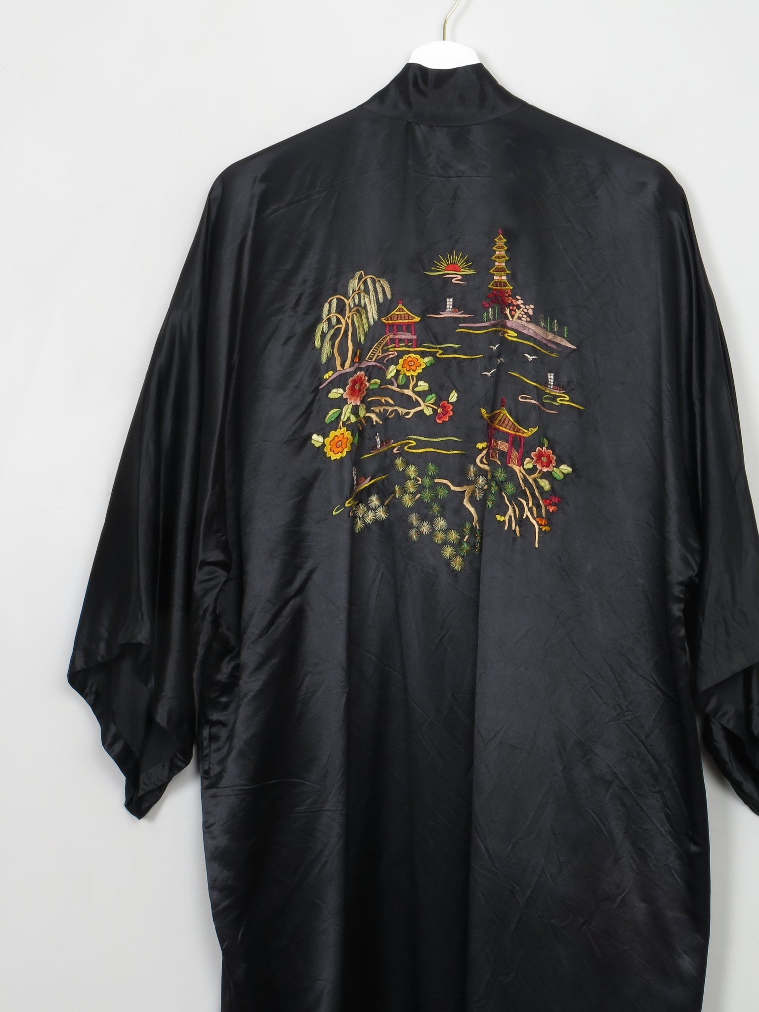 Women's Vintage Silk Embroidered Chiese Dressing Gown S/M/L