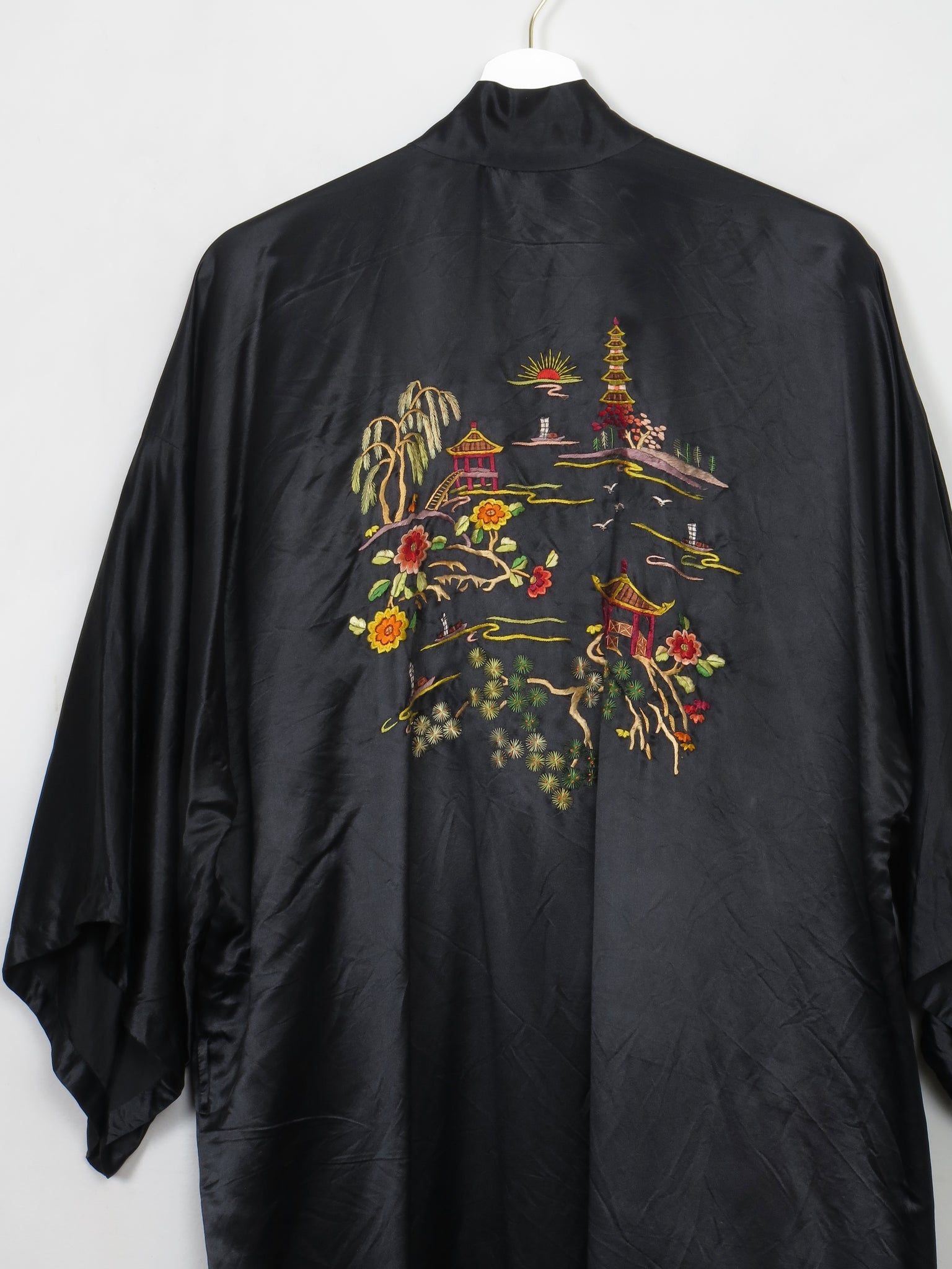 Women's Vintage Silk Embroidered Chiese Dressing Gown S/M/L