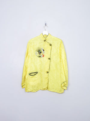Vintage Chinese Yellow Top With Mandarin  Collar M/L