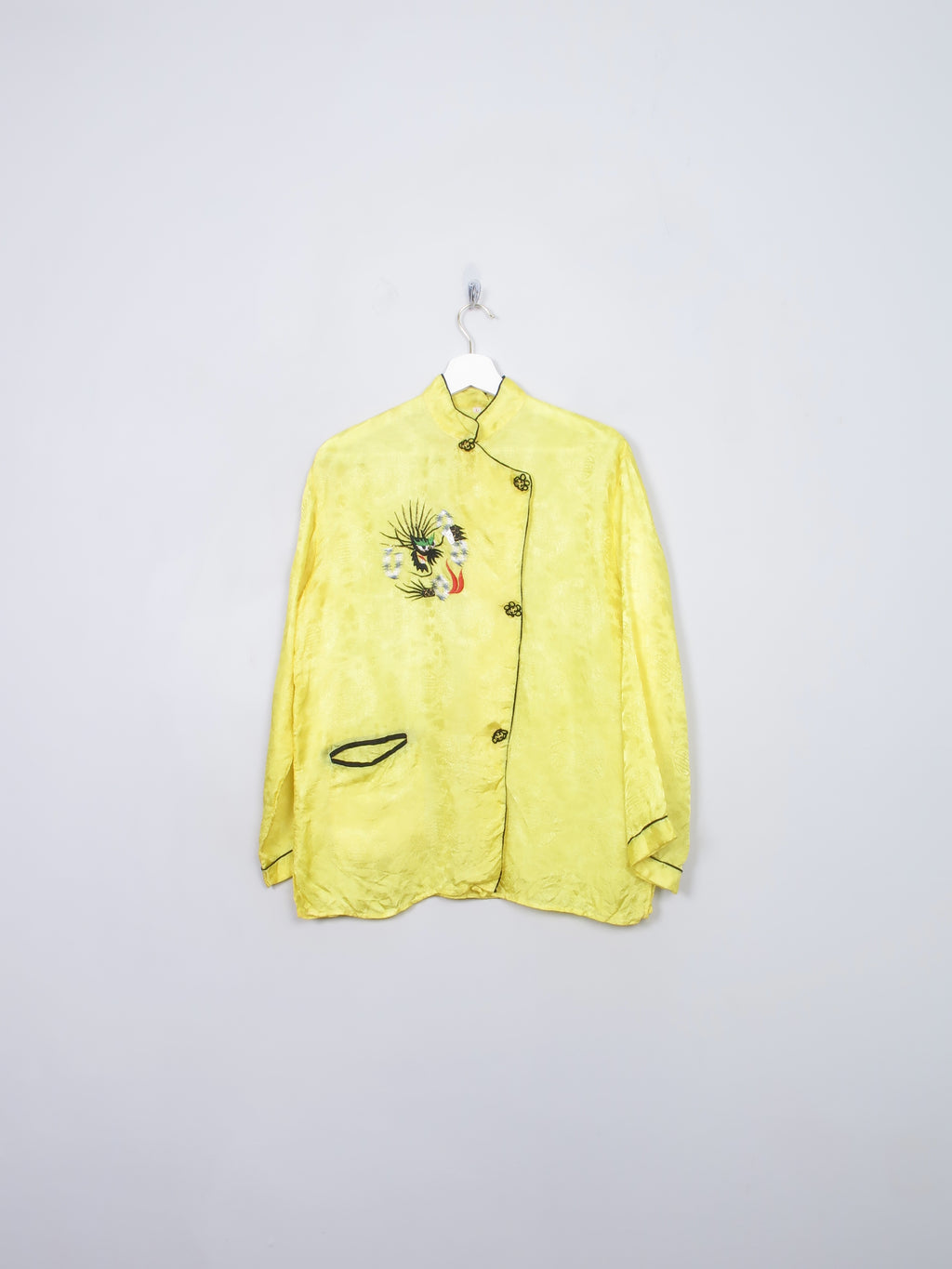 Vintage Chinese Yellow Top With Mandarin  Collar M/L