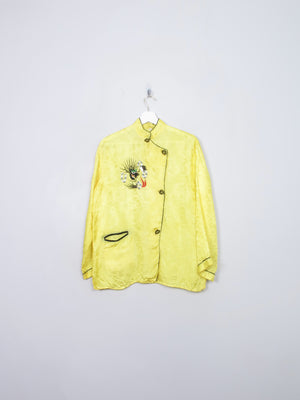 Vintage Chinese Yellow Top With Mandarin  Collar M/L