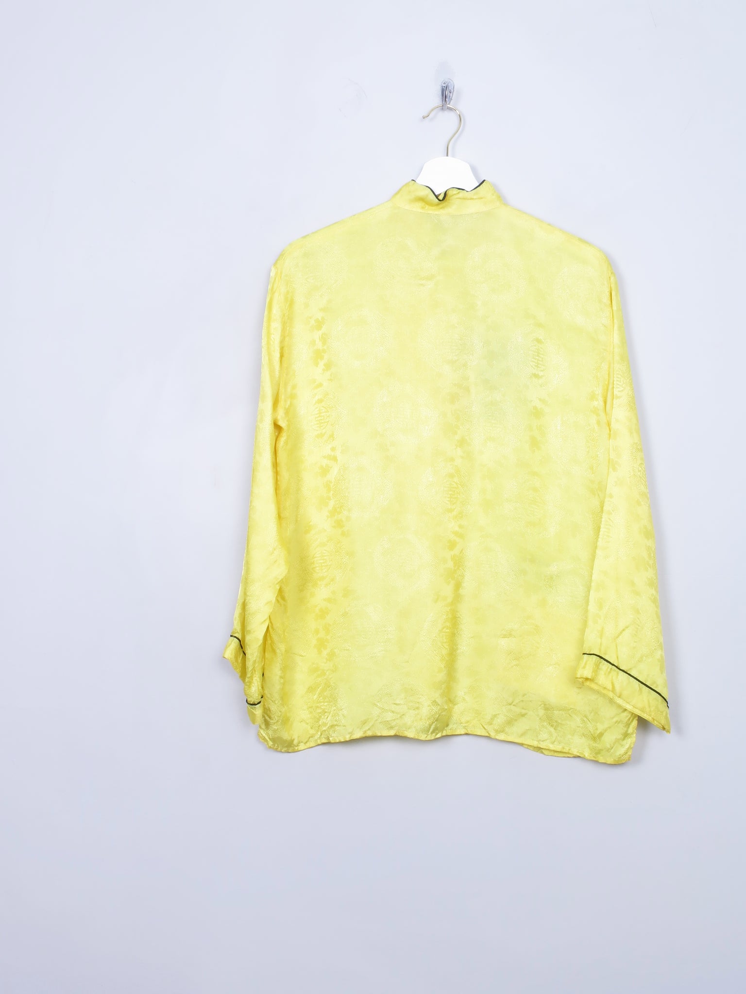 Vintage Chinese Yellow Top With Mandarin  Collar M/L