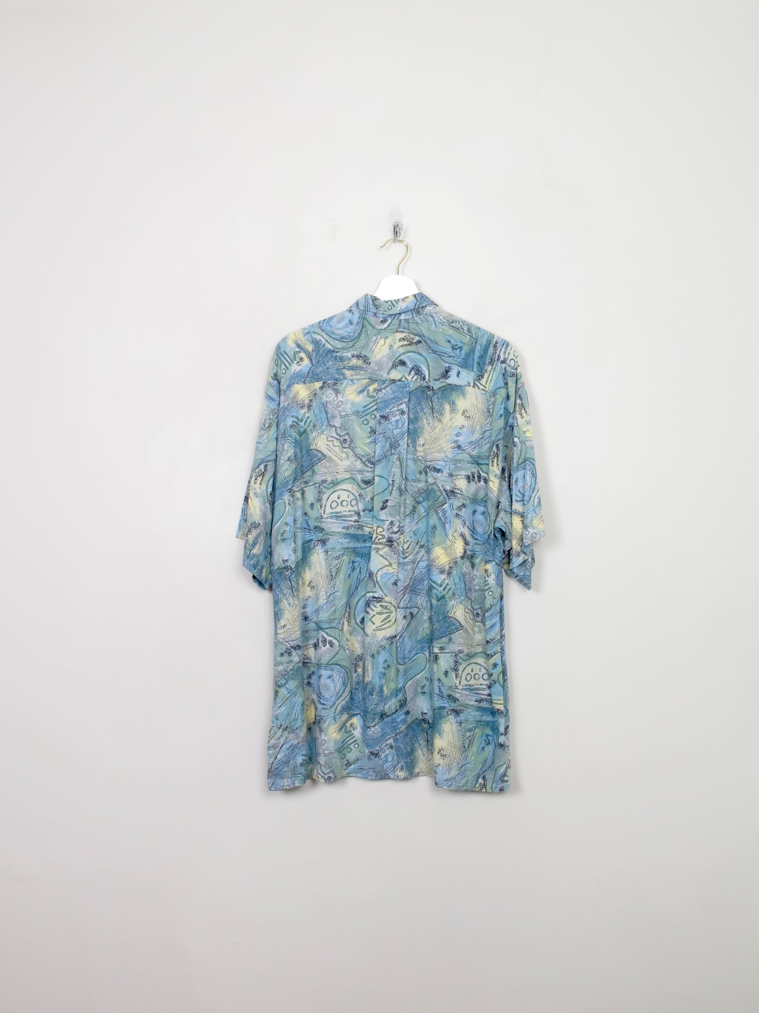 Men's Vintage Blue 80s Printed Shirt L