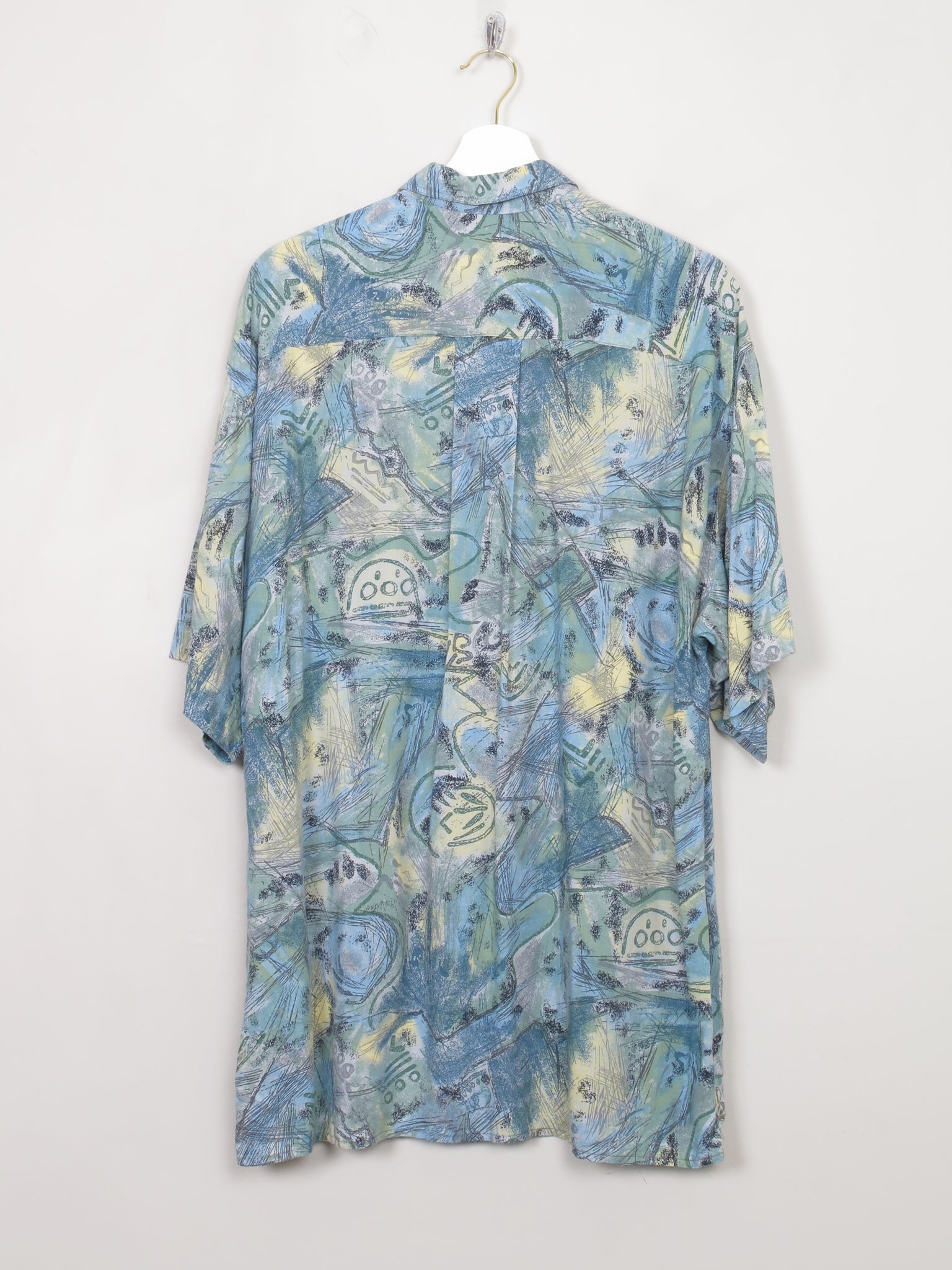 Men's Vintage Blue 80s Printed Shirt L